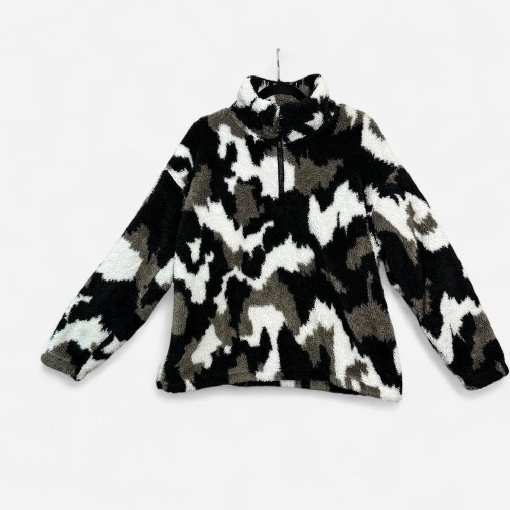 Eddie Bauer‎ Sherpa Fleece Pullover Camo Cozy Winter Sz XL Neutral Athleisure